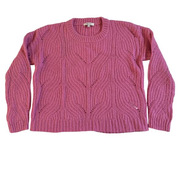 Madewell Charley Pullover Sweater Pink Size Small EUC Cable Knit Breast Cancer - Picture 5 of 11